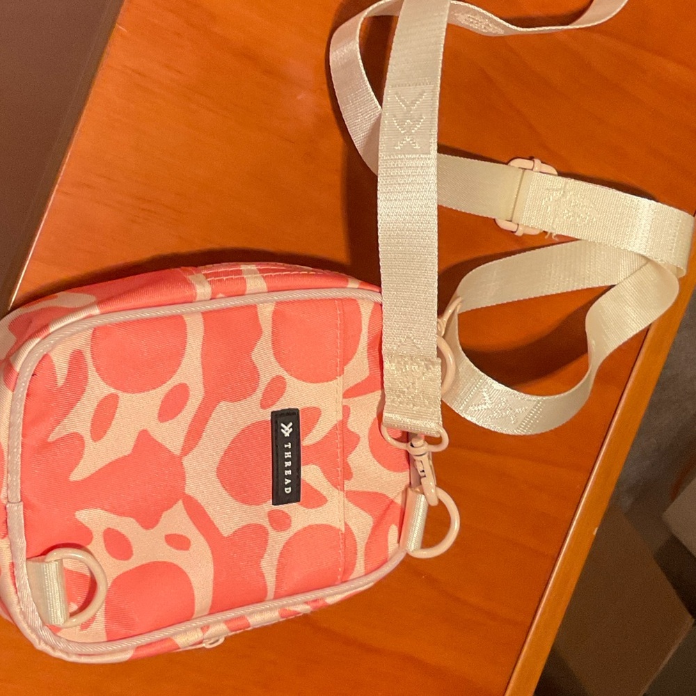 Free People Pink and Cream Crossbody Bag